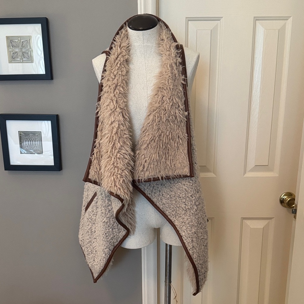 Cozy Cream and Brown Faux Fur Vest